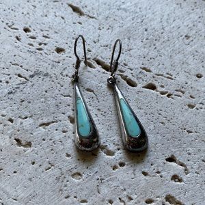 Vintage Mexico 925 Sterling Silver Turquoise Earrings